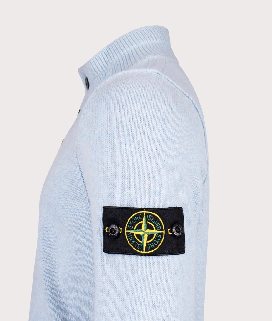 Stone Island Mens Button Neck Lambswool Jumper